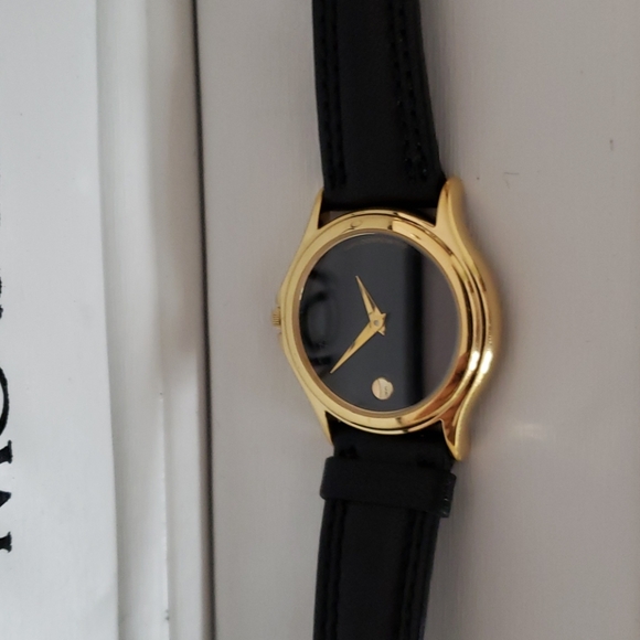 Movado gold blk strap watch - Picture 3 of 4